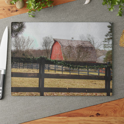 U R There Photography Beyond the Fence on Blood Road Rustic Farmhouse Tempered-Glass Cutting Board