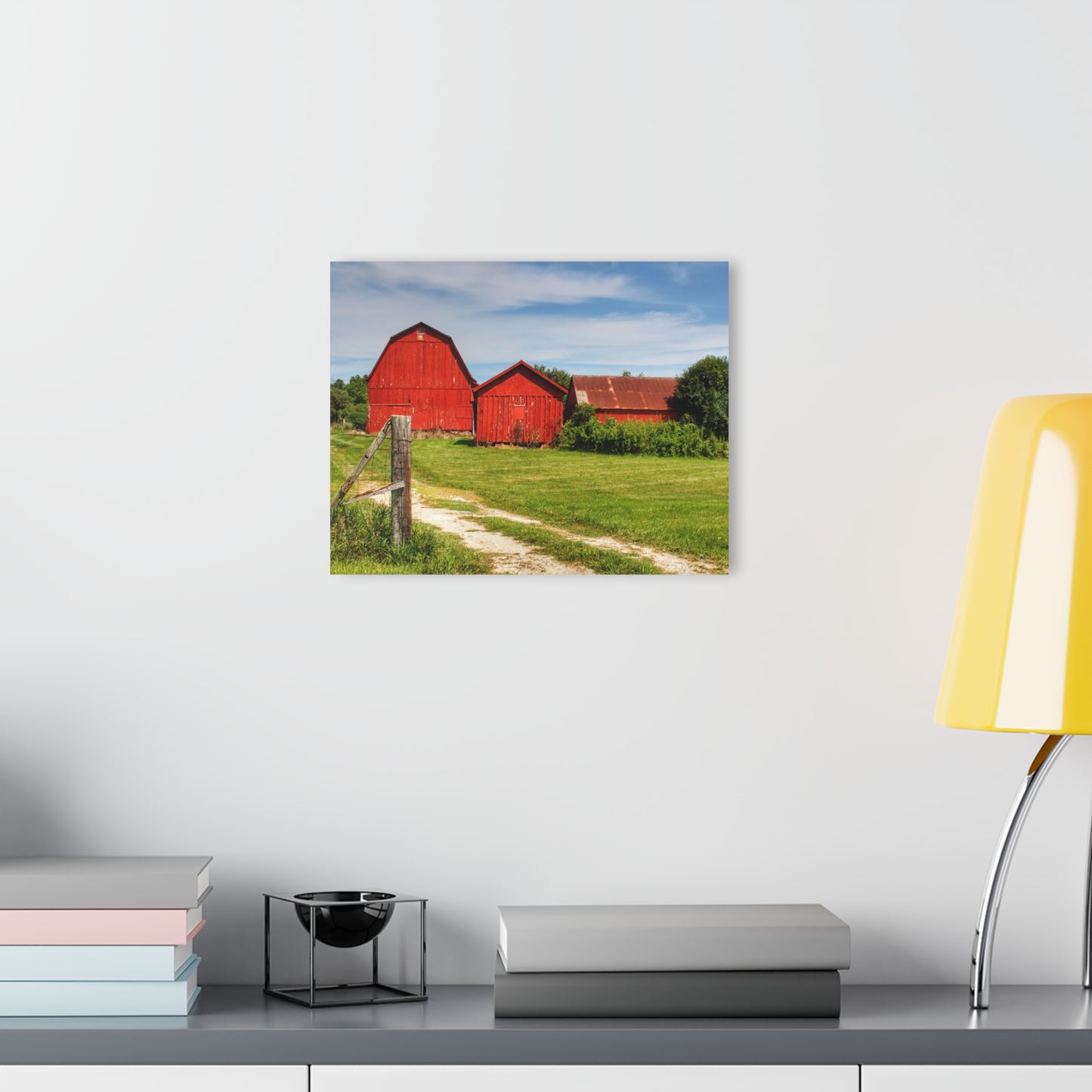 U R There Photography South Oak Road Reds I Rustic Farmhouse Acrylic Wall Print