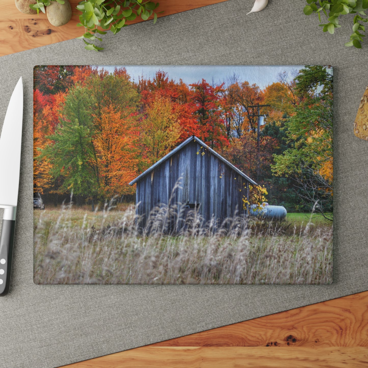 U R There Photography Beyond Church Road Little Grey Rustic Farmhouse Tempered-Glass Cutting Board