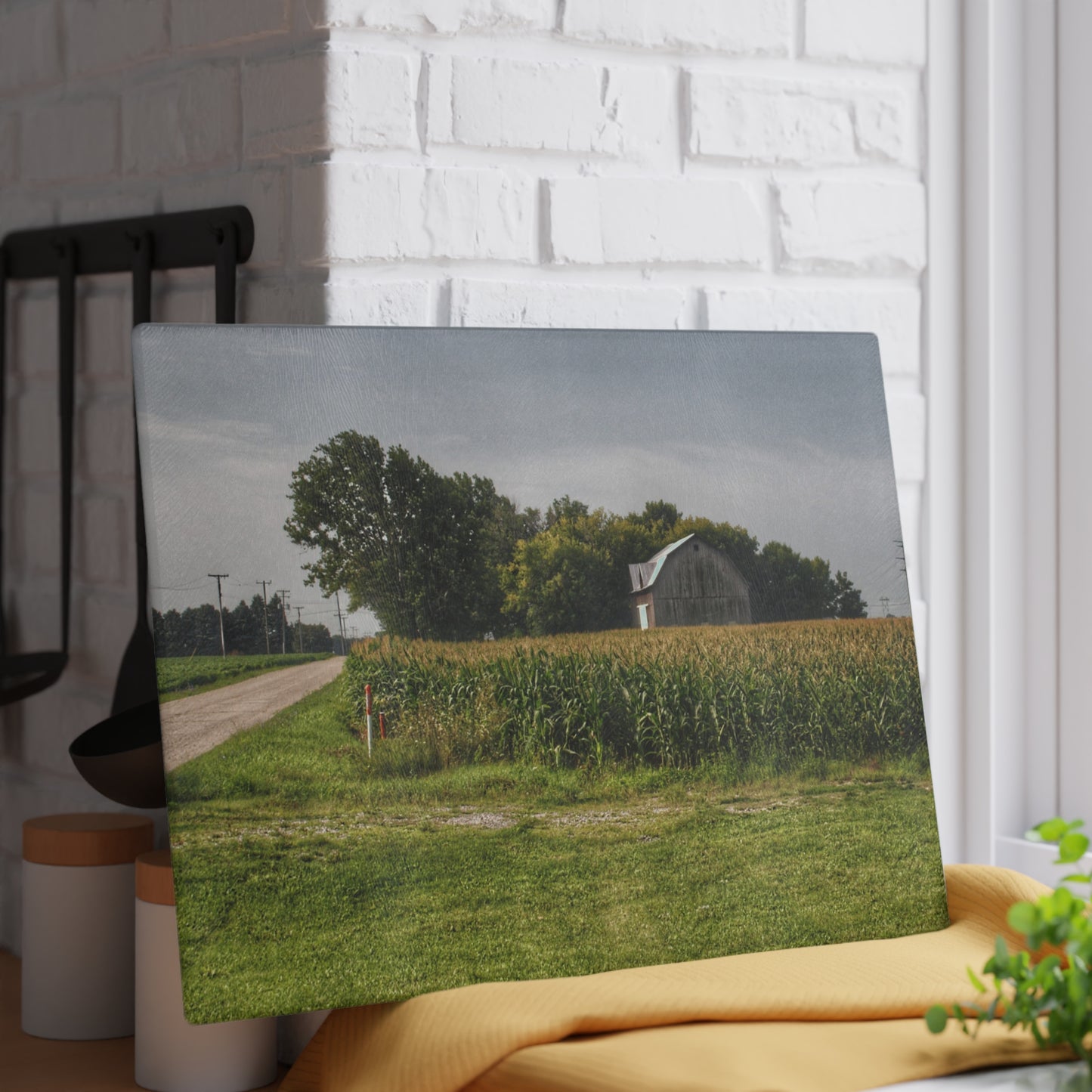 U R There Photography Quanicassee Road Grey Rustic Farmhouse Tempered-Glass Cutting Board