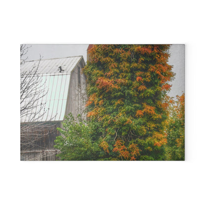 U R There Photography Ludwig Road Oxford Grey and Silo Rustic Farmhouse Tempered-Glass Cutting Board