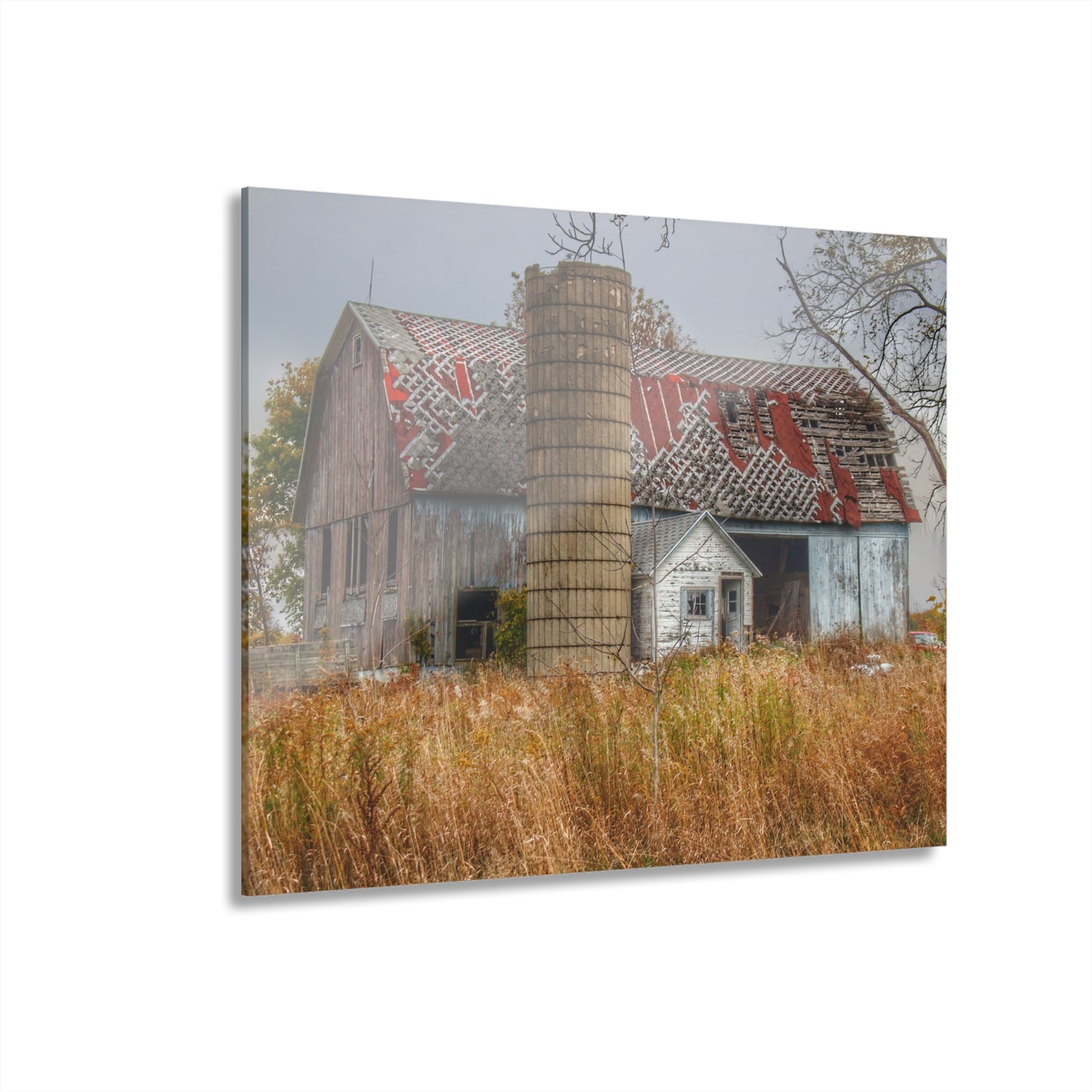 U R There Photography Hill Road Roadside Grey I Rustic Farmhouse Acrylic Wall Print
