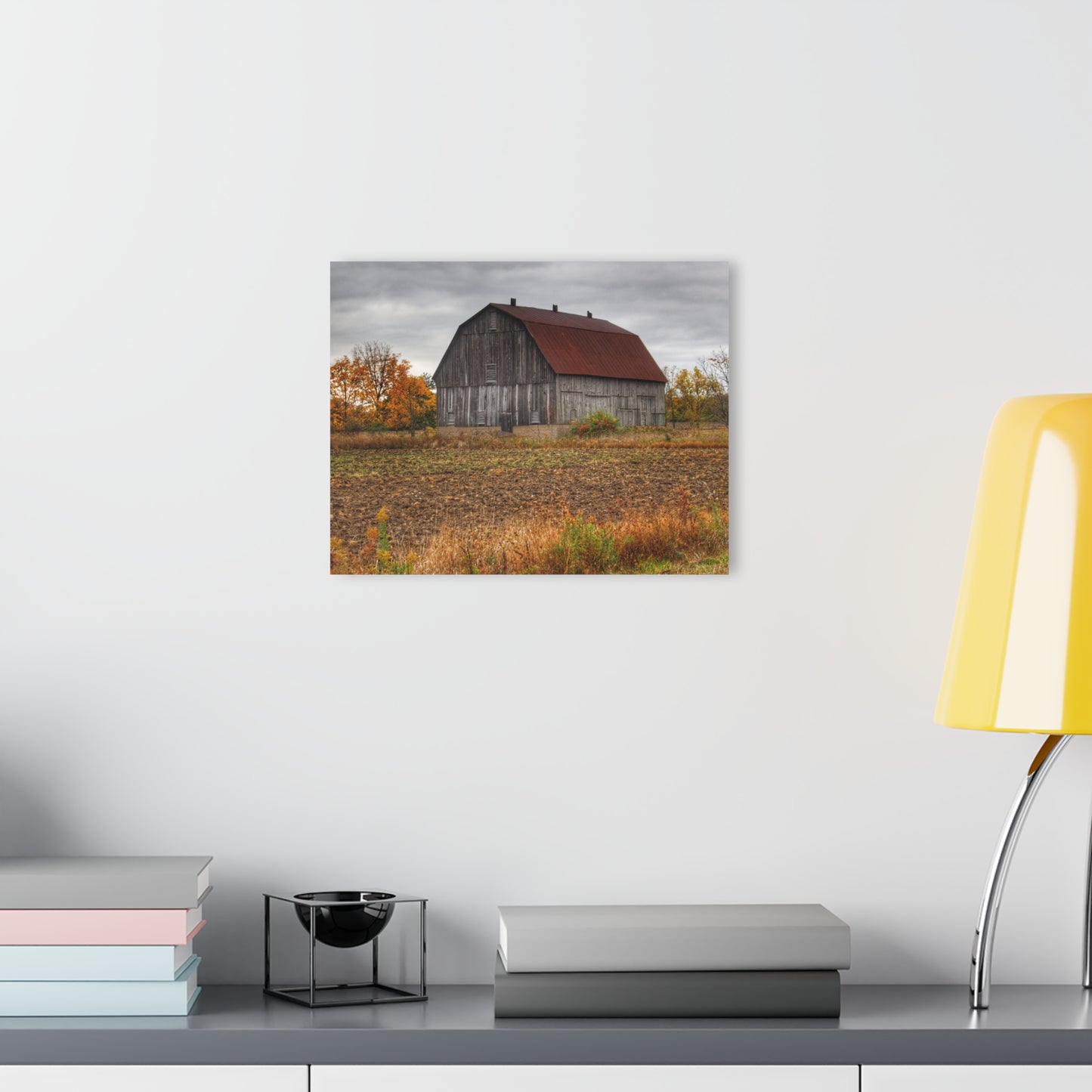 U R There Photography Sheridan Line Road Rusted Grey I Rustic Farmhouse Acrylic Wall Print