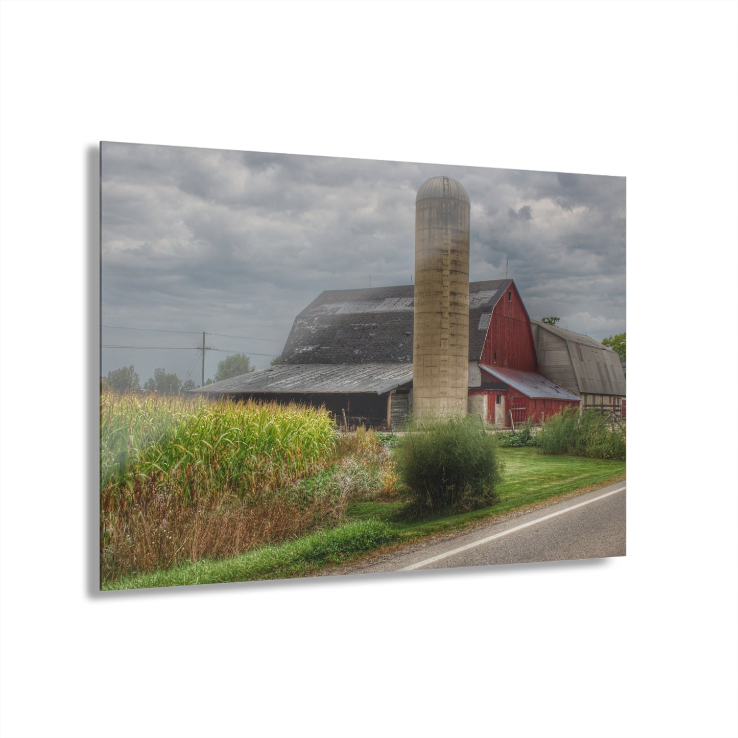 U R There Photography Lake Pleasant Road Little Red and Silo II Rustic Farmhouse Acrylic Wall Print