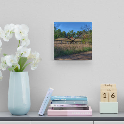 U R There Photography Oakwood Road Hidden Green Rustic Farmhouse Acrylic Analog Wall Clock