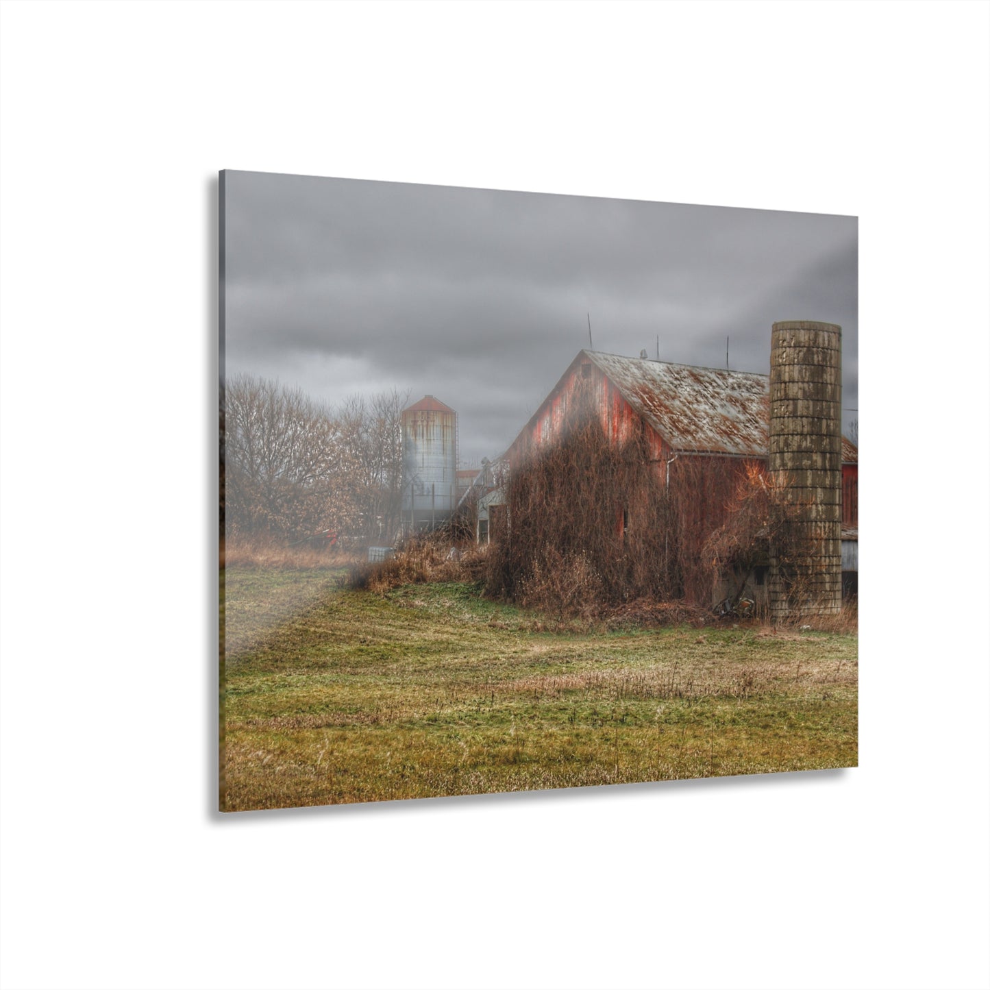 U R There Photography Slattery Road Old Red and Silo II Rustic Farmhouse Acrylic Wall Print