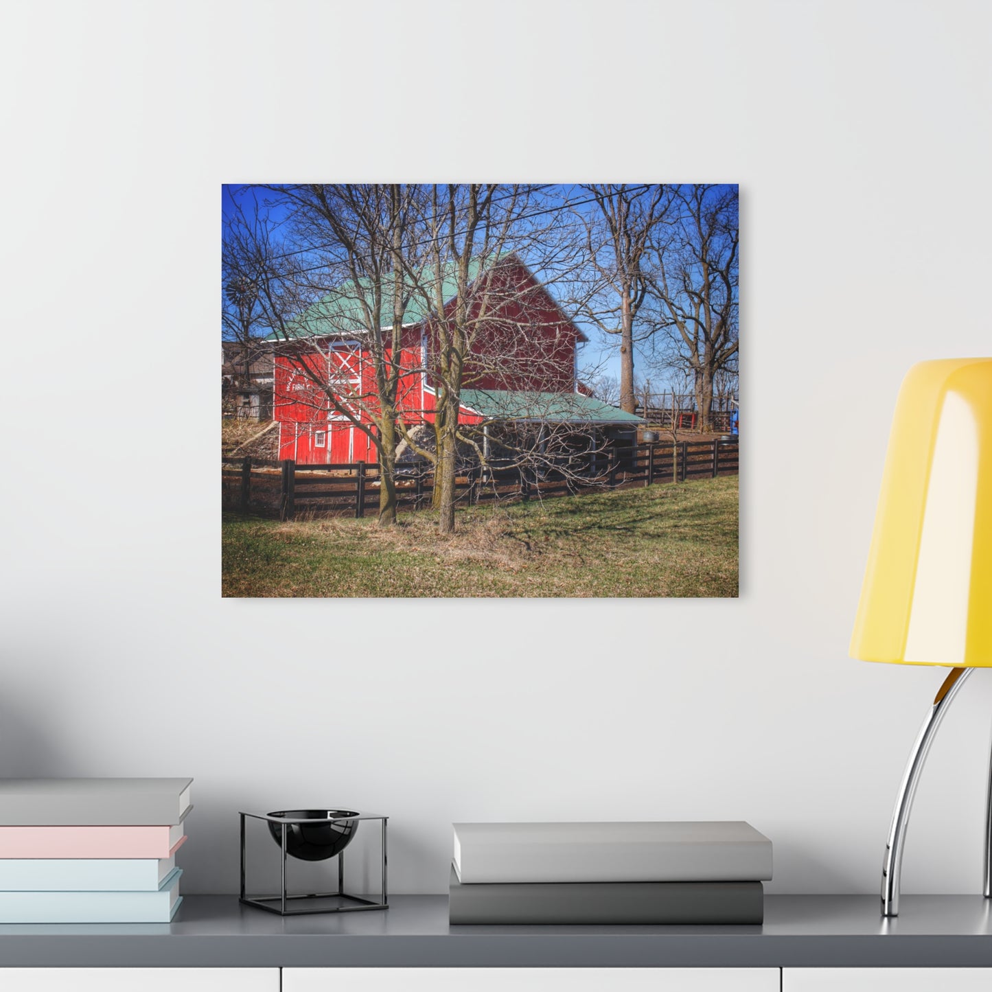 U R There Photography Imlay City Road Cow Barn II Rustic Farmhouse Acrylic Wall Print 14 "x 11"
