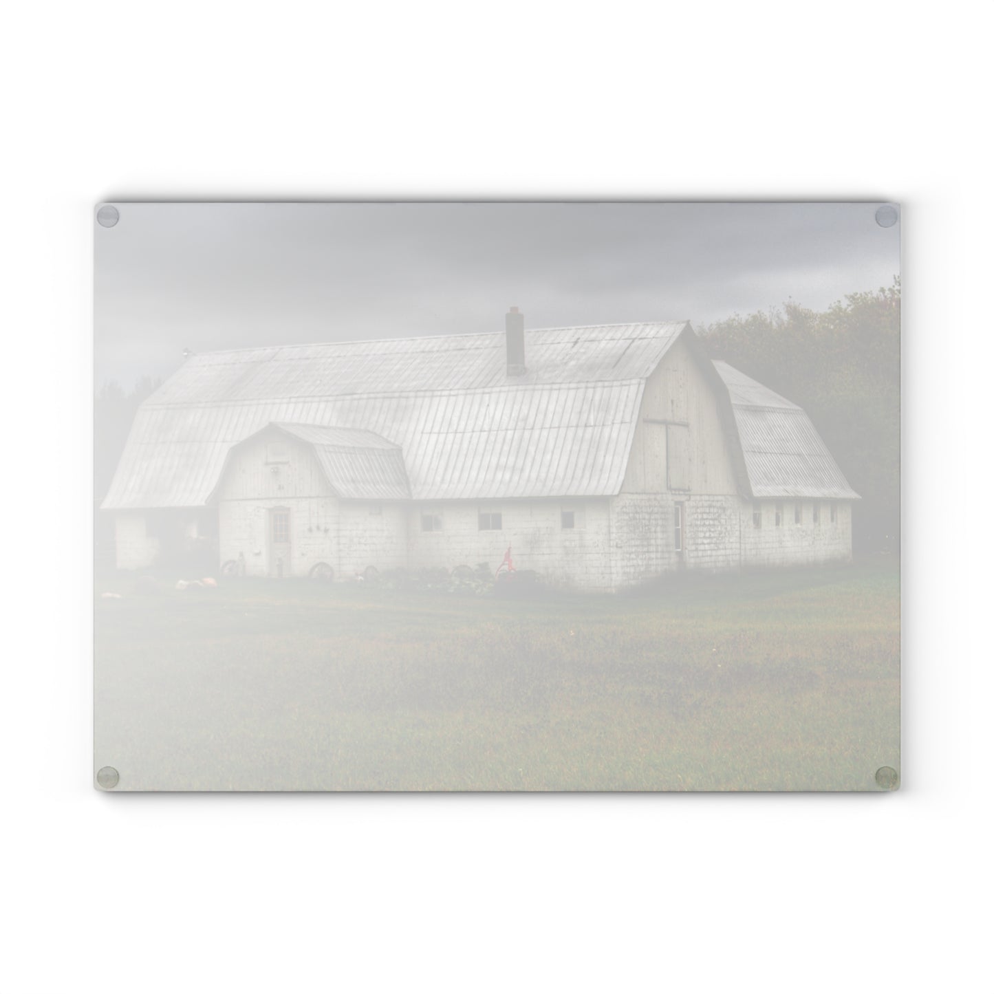 U R There Photography Milliman Road White Rustic Farmhouse Tempered-Glass Cutting Board
