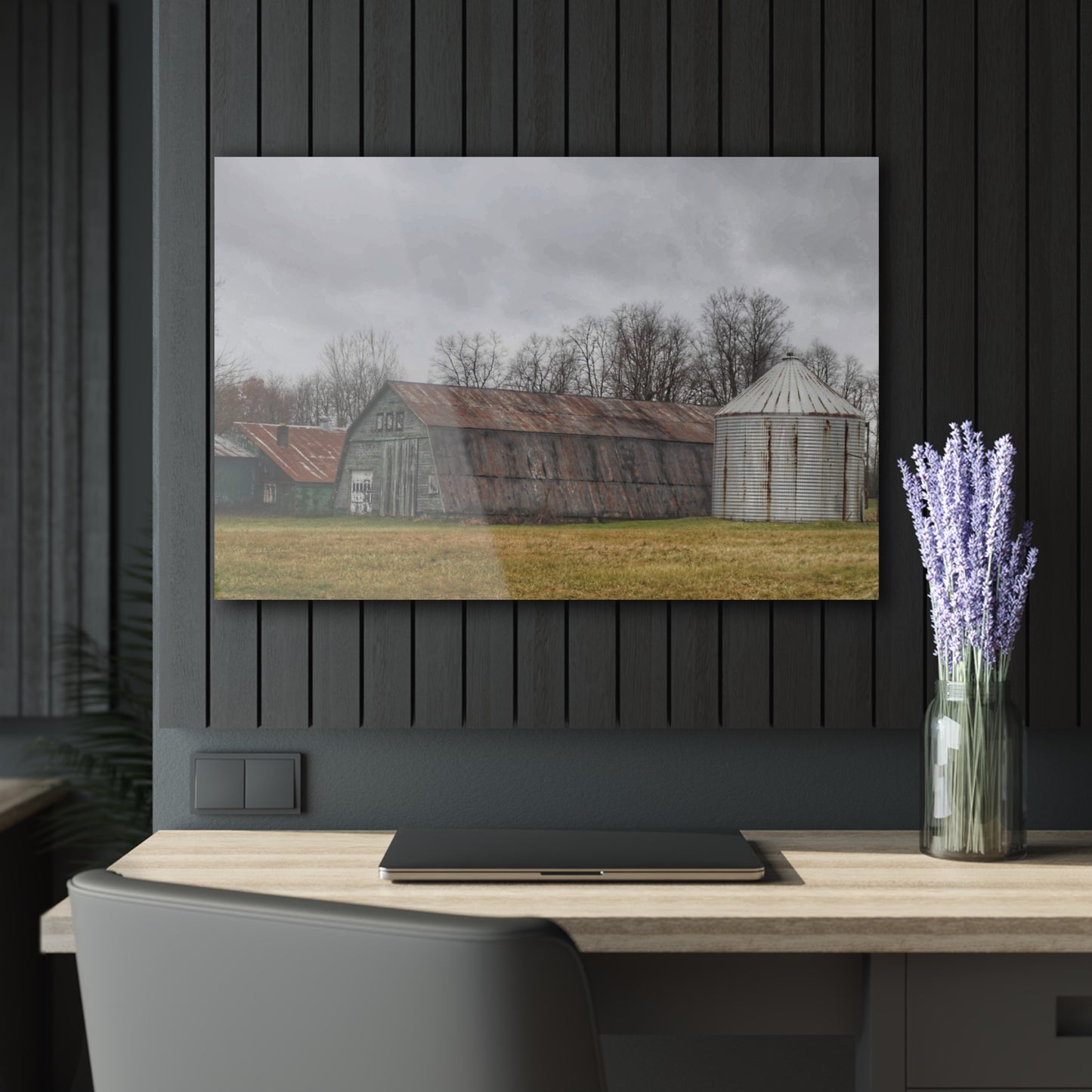 Barn Boutique Modern Farmhouse Acrylic Wall Print| Hough Road Green Quonset I