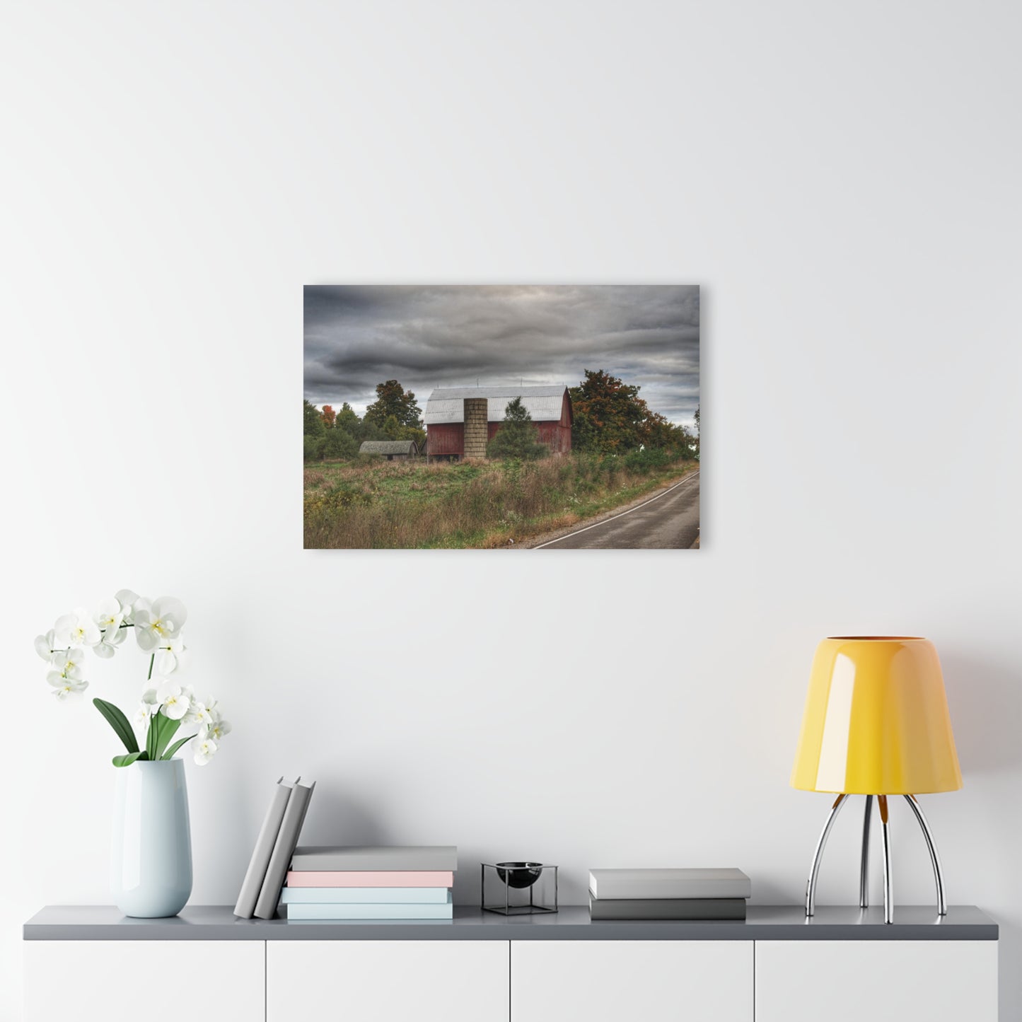 U R There Photography Columbiaville Red in Fall I Rustic Farmhouse Acrylic Wall Print