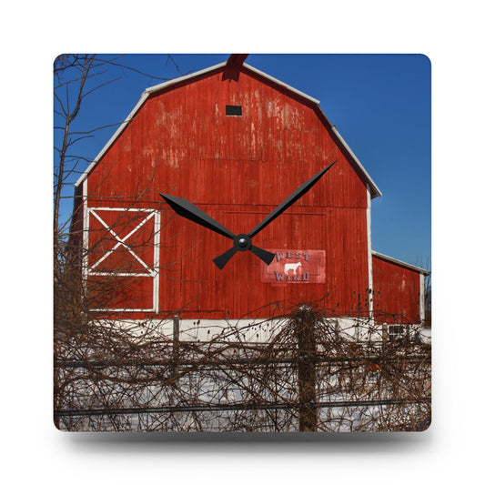 Vassar Wild Red Rustic Farmhouse Acrylic Analog Wall Clock 10.75'' × 10.75'' (Square)
