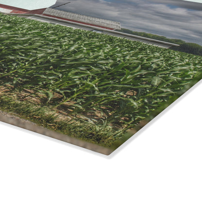 U R There Photography Millington Road Reds Rustic Farmhouse Tempered-Glass Cutting Board