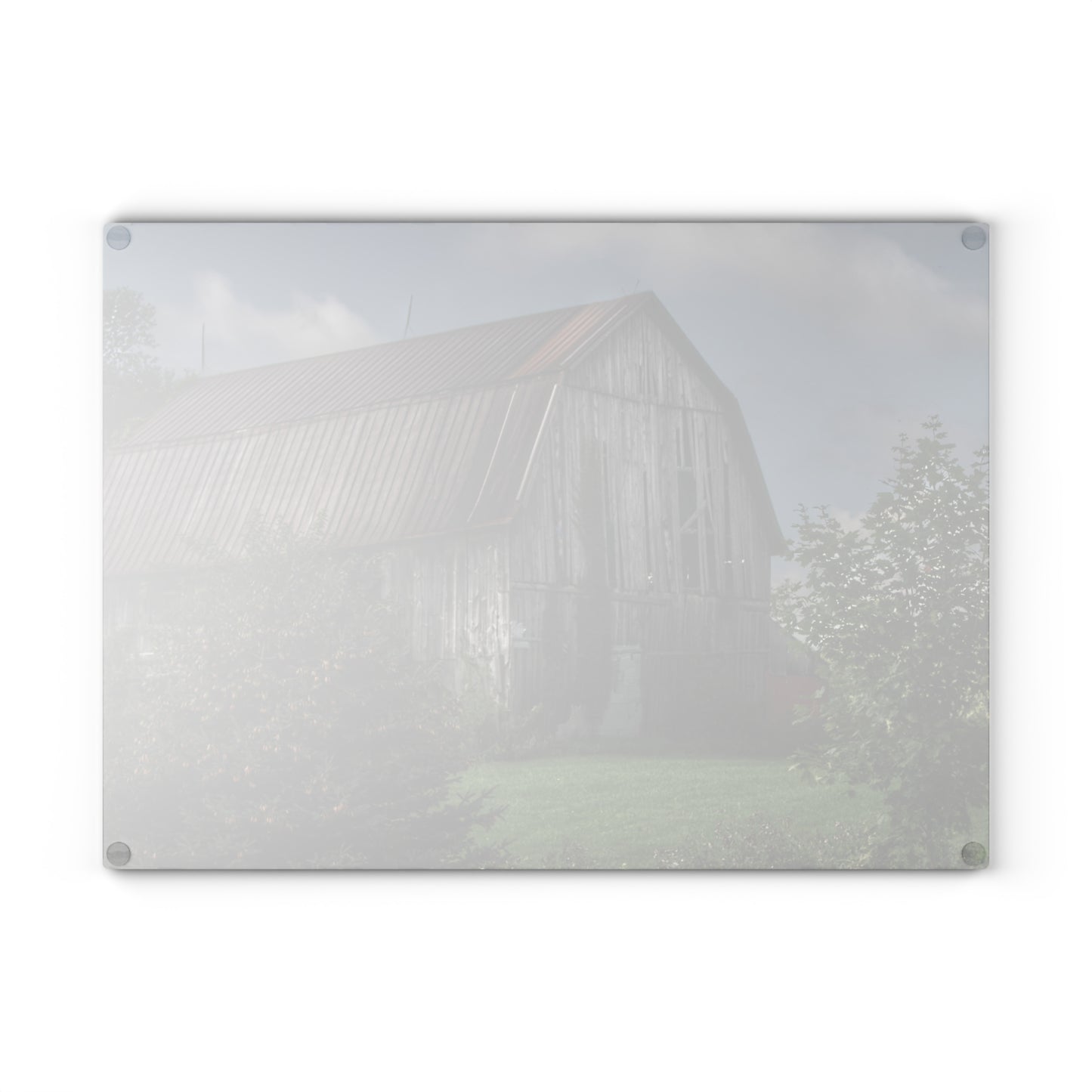 U R There Photography Columbiaville Grey Rustic Farmhouse Tempered-Glass Cutting Board