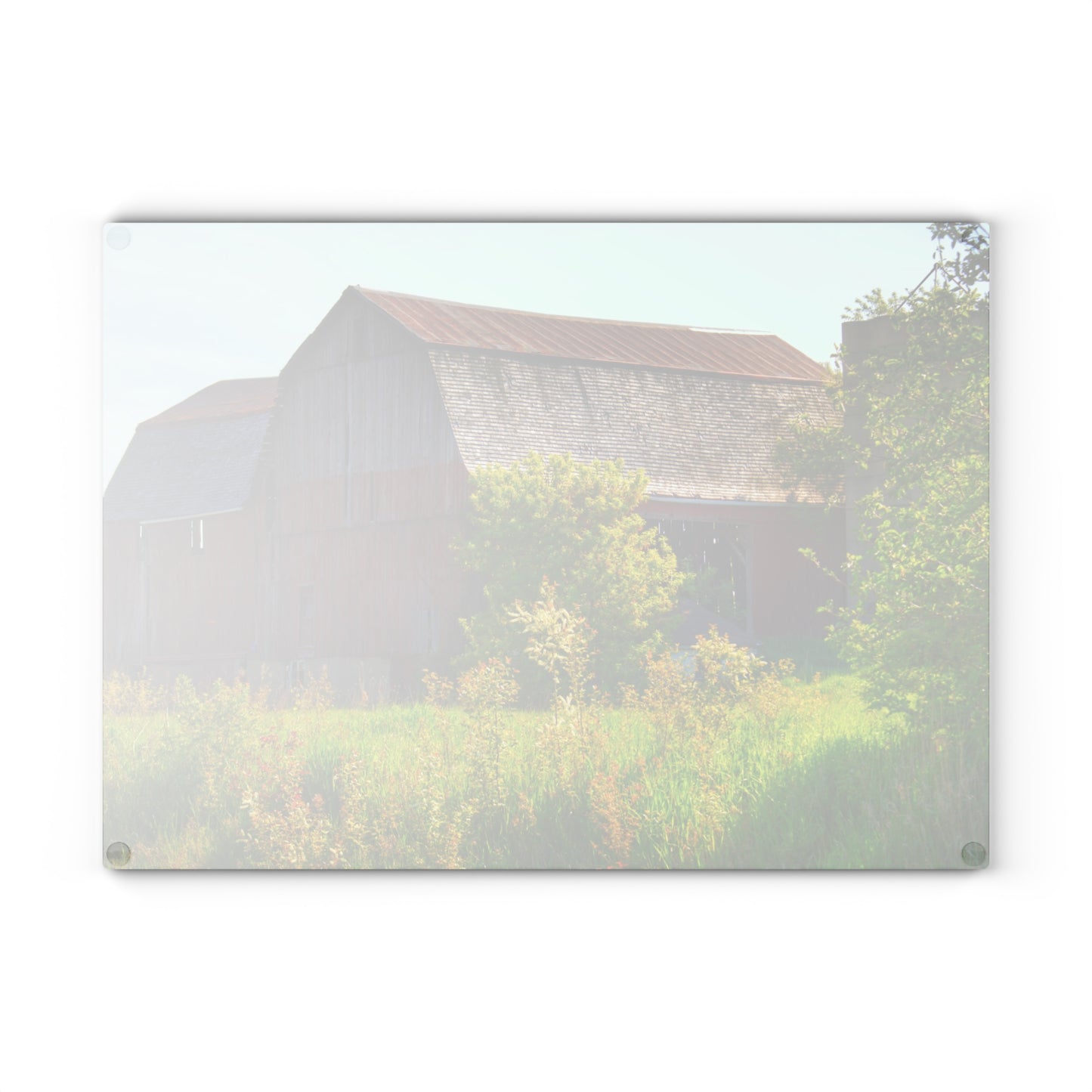 U R There Photography Leslie Road Red II Rustic Farmhouse Tempered-Glass Cutting Board
