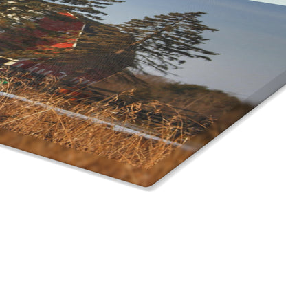 U R There Photography Blood Road Red I Rustic Farmhouse Tempered-Glass Cutting Board