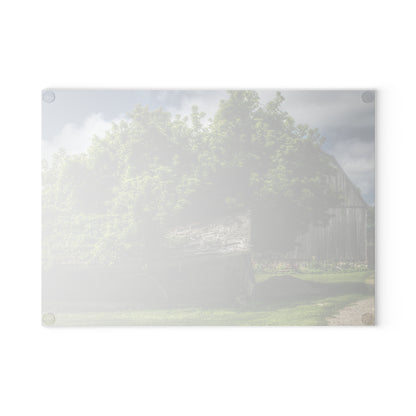 U R There Photography Brown City Road Barn and Buddy I Rustic Farmhouse Tempered-Glass Cutting Board