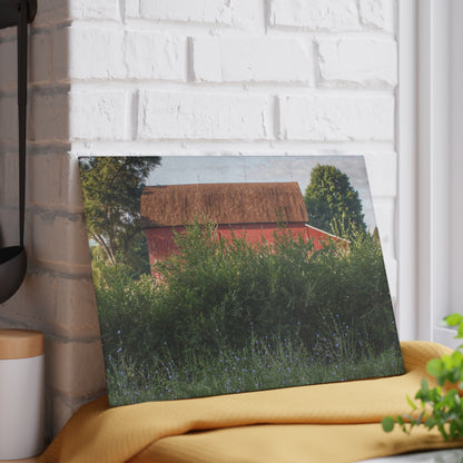 U R There Photography Genesee Road Red I Rustic Farmhouse Tempered-Glass Cutting Board