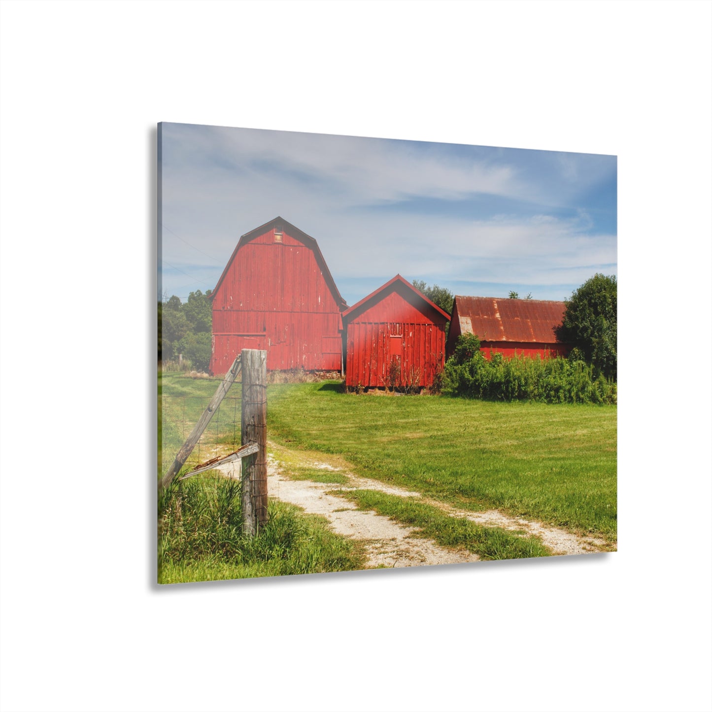 U R There Photography South Oak Road Reds I Rustic Farmhouse Acrylic Wall Print