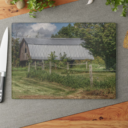 U R There Photography Old Roadside Grey Rustic Farmhouse Tempered-Glass Cutting Board