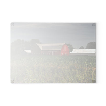 U R There Photography Townline Road Red Rustic Farmhouse Tempered-Glass Cutting Board