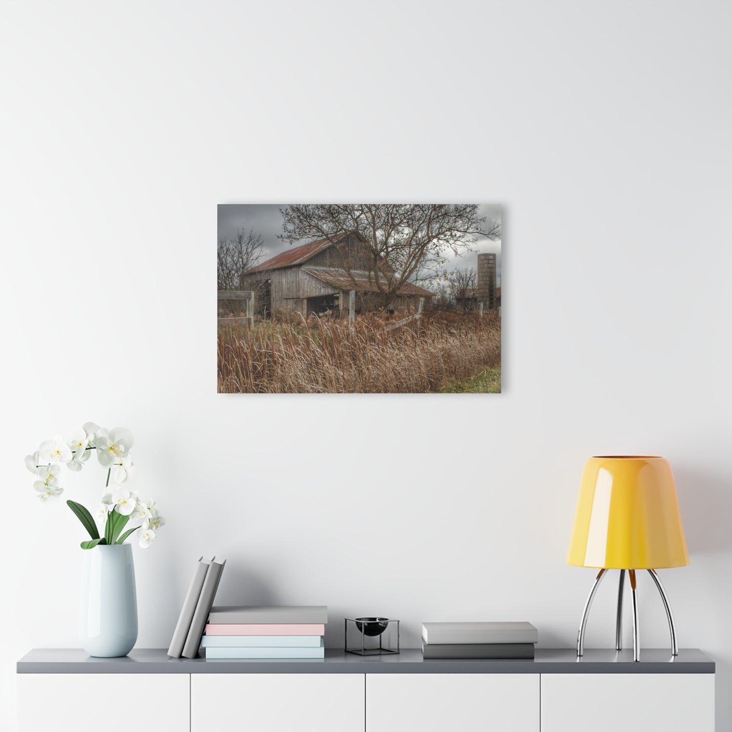 U R There Photography Grey Saltbox Rustic Farmhouse Acrylic Wall Print