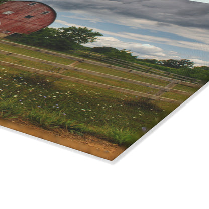 U R There Photography Elba Township Red Rustic Farmhouse Tempered-Glass Cutting Board