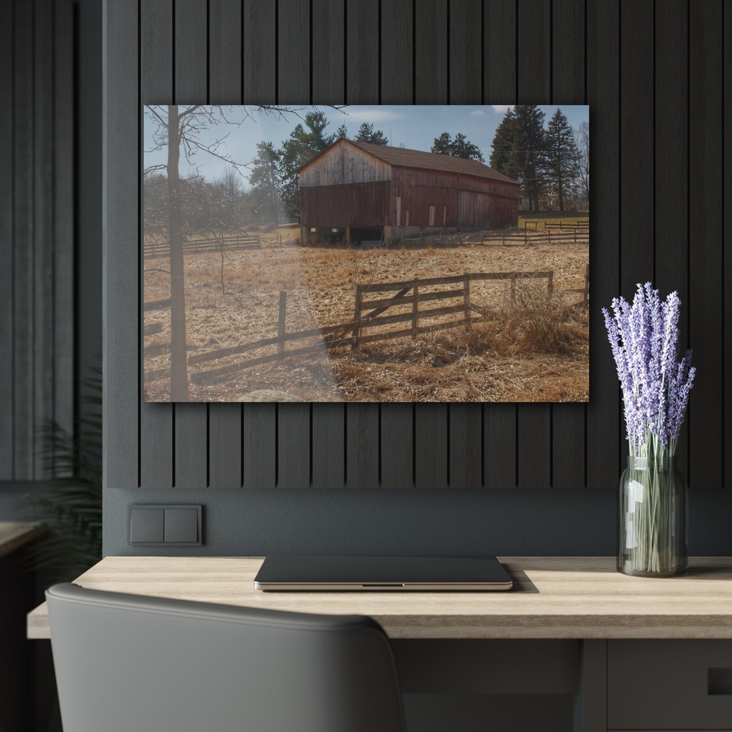 U R There Photography Hough Road Rural Red Rustic Farmhouse Acrylic Wall Print