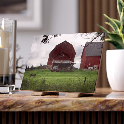 U R There Photography Bishop Road Reds II Rustic Farmhouse Decorative Ceramic Tile