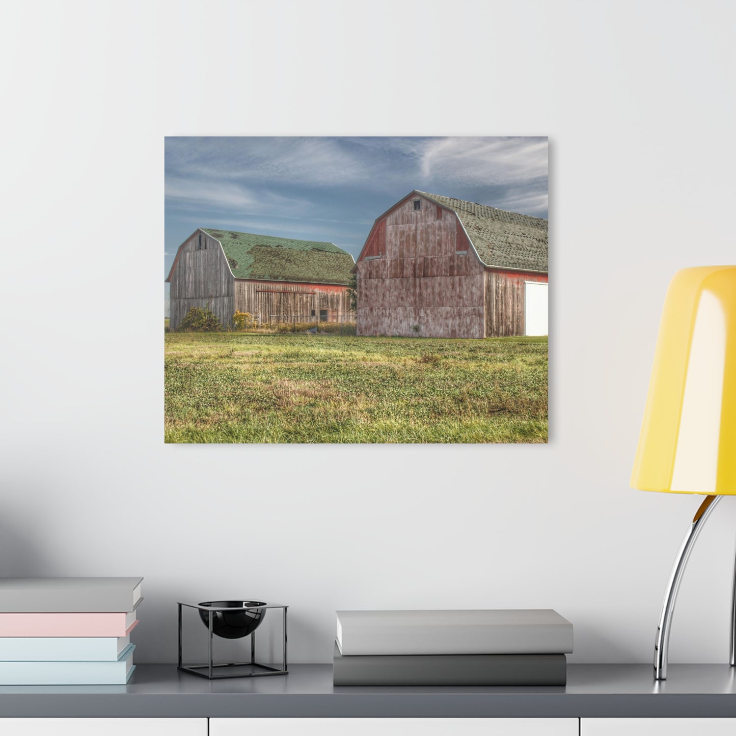 U R There Photography Vassar Twin Reds Rustic Farmhouse Acrylic Wall Print