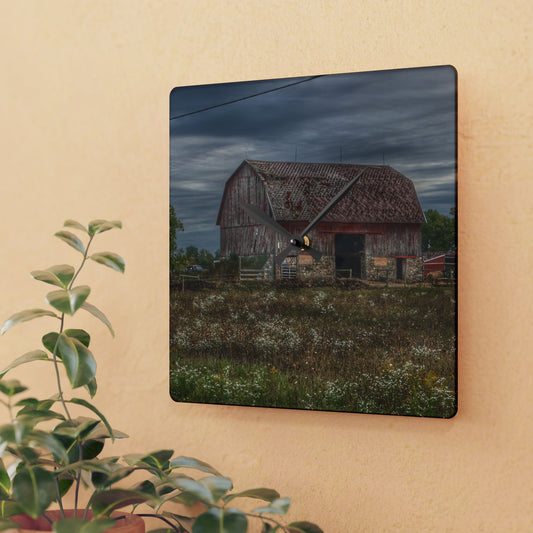 U R There Photography Old Marathon Red Rustic Farmhouse Acrylic Analog Wall Clock