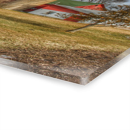 U R There Photography Newark Road Red and Silos I Rustic Farmhouse Acrylic Wall Print