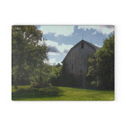 U R There Photography Oakwood Grey Rustic Farmhouse Tempered-Glass Cutting Board