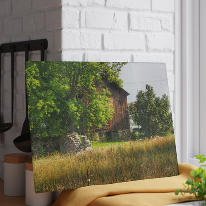 U R There Photography Lum Hidden Fieldstone Red Rustic Farmhouse Tempered-Glass Cutting Board