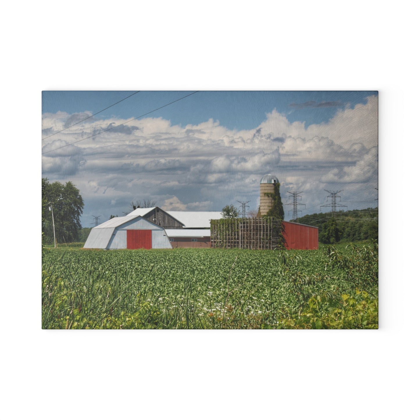 U R There Photography Montrose Farm I Rustic Farmhouse Tempered-Glass Cutting Board