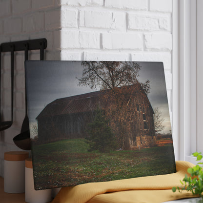 U R There Photography Melvin Grey Rustic Farmhouse Tempered-Glass Cutting Board