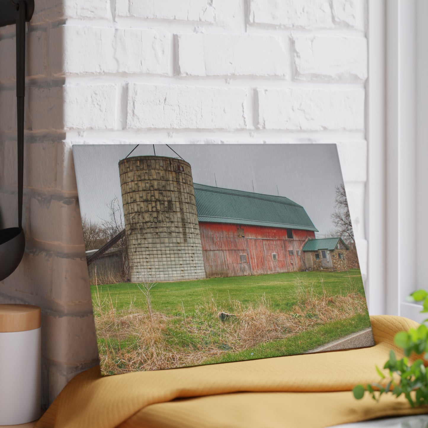 U R There Photography Plumb Creek Road Red I Rustic Farmhouse Tempered-Glass Cutting Board