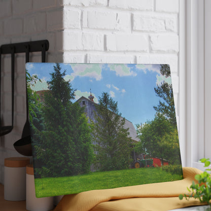U R There Photography Bordman Road Hidden Grey Rustic Farmhouse Tempered-Glass Cutting Board