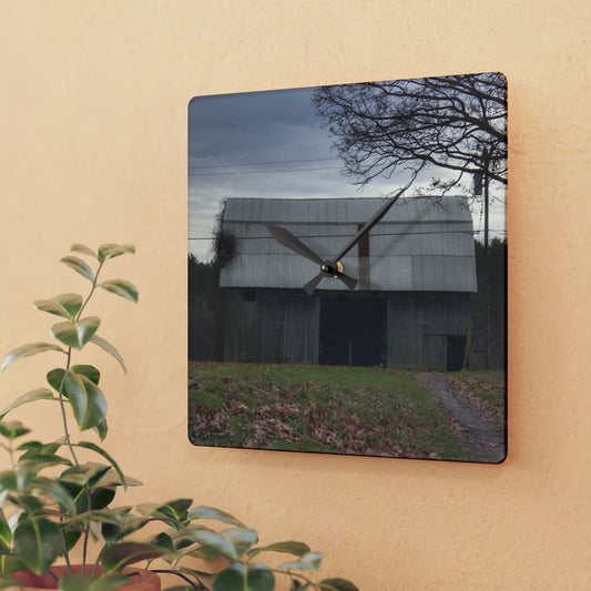 U R There Photography Grey Horse Barn Rustic Farmhouse Acrylic Analog Wall Clock