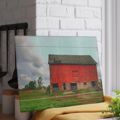 Barn Boutique Rustic Tempered-Glass Cutting Board| Elba Road Red I