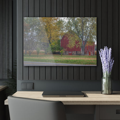U R There Photography Mayville Lapeer Road Red in the Fall Rustic Farmhouse Acrylic Wall Print