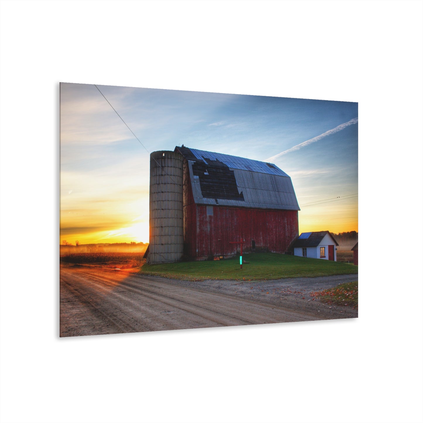 U R There Photography Haines Road Red at Sunrise Rustic Farmhouse Acrylic Wall Print