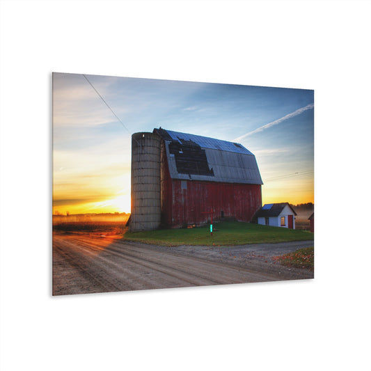 U R There Photography Haines Road Red at Sunrise Rustic Farmhouse Acrylic Wall Print