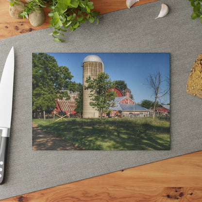 U R There Photography Tody Road Reds Rustic Farmhouse Tempered-Glass Cutting Board