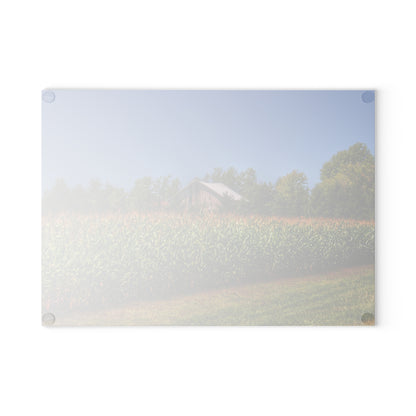 U R There Photography Beyond the Corn on Birch Run Road Rustic Farmhouse Tempered-Glass Cutting Board