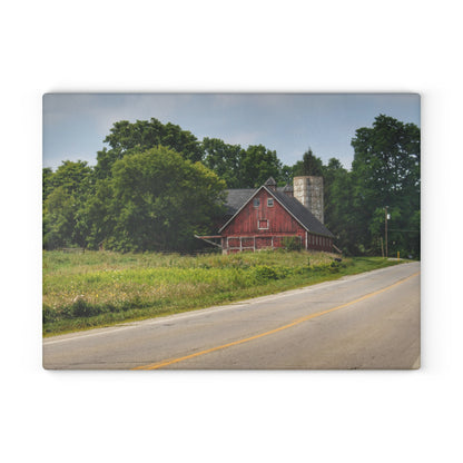 U R There Photography Metamora Red II Rustic Farmhouse Tempered-Glass Cutting Board