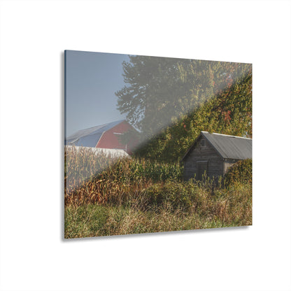 U R There Photography Barnes Road Hidden Red and Little Grey Rustic Farmhouse Acrylic Wall Print