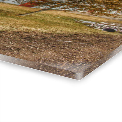 U R There Photography Newark Road Red and Silos I Rustic Farmhouse Acrylic Wall Print