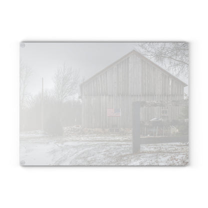 U R There Photography Sutton Road Patriot Grey I Rustic Farmhouse Tempered-Glass Cutting Board