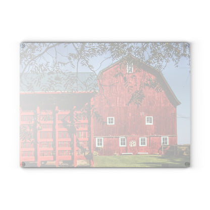 U R There Photography Gardner Road Red I Rustic Farmhouse Tempered-Glass Cutting Board