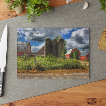 U R There Photography Shelby Red II Rustic Farmhouse Tempered-Glass Cutting Board